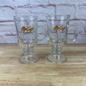 Vintage McDonald's Mc café glass‎ coffee cups. Two Glass Cups. 6"